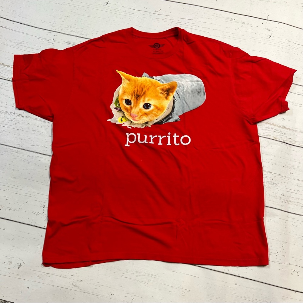 Red Purrito T-shirt Size XXL Funny Cat Tee